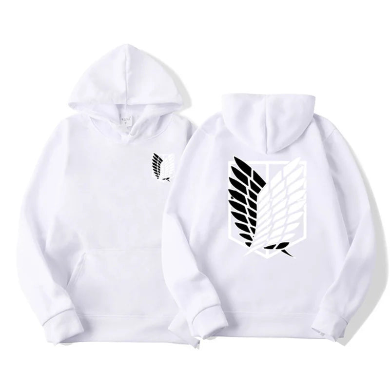 Men's Attack on Titan Graphic Hoodie – Unisex Anime Pullover White