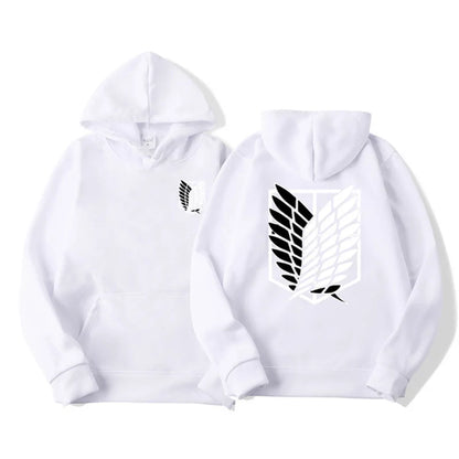 Men's Attack on Titan Graphic Hoodie – Unisex Anime Pullover White