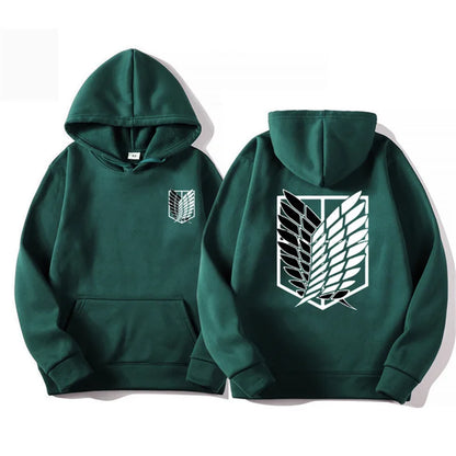 Men's Attack on Titan Graphic Hoodie – Unisex Anime Pullover Green