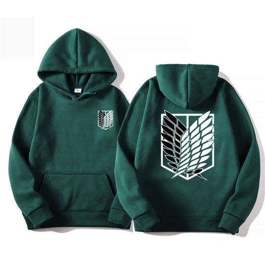 Men's Attack on Titan Graphic Hoodie – Unisex Anime Pullover Green