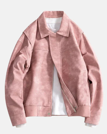 Men's Trendy Leather Jacket for Fall and Winter Everyday Wear Blush