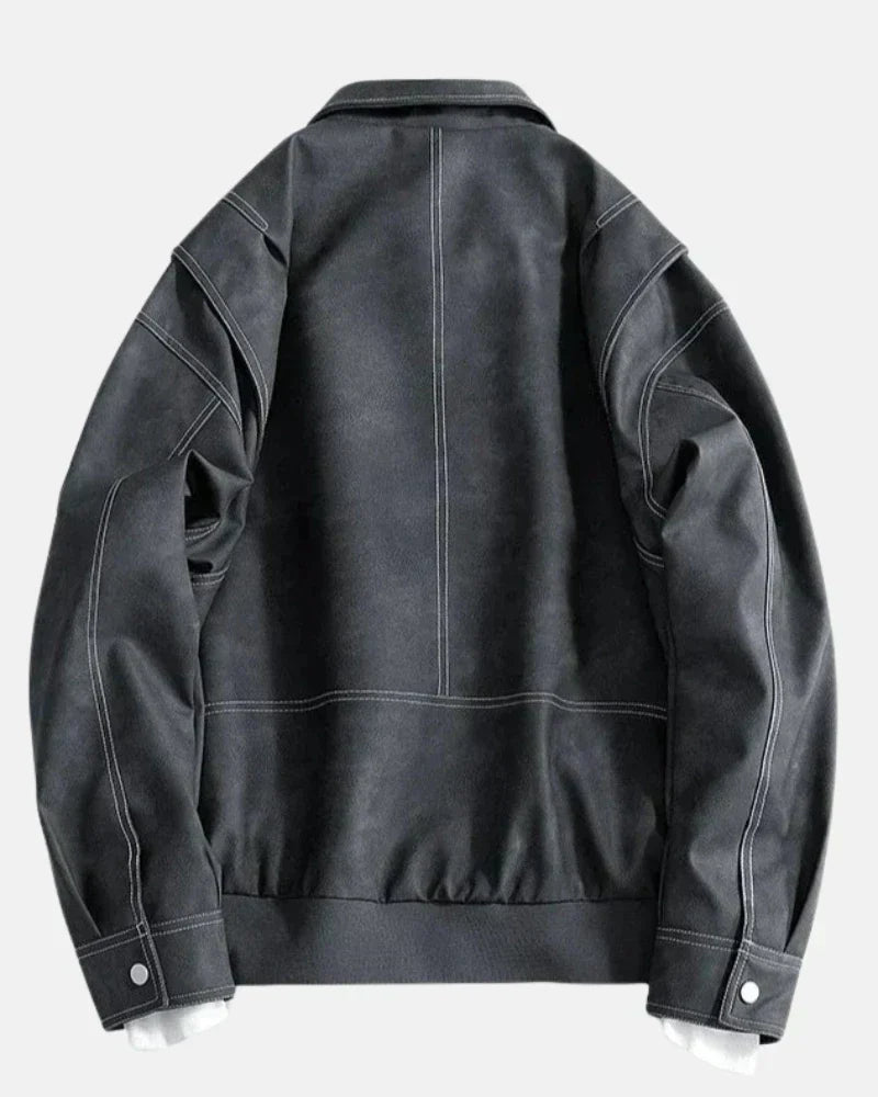 Men's Trendy Leather Jacket for Fall and Winter Everyday Wear