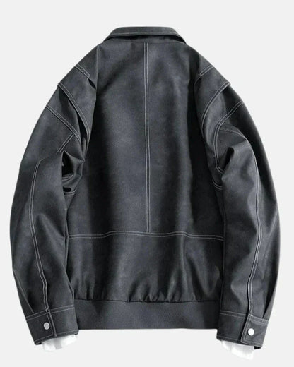 Men's Trendy Leather Jacket for Fall and Winter Everyday Wear