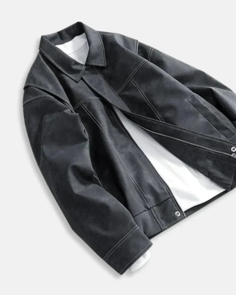 Men's Trendy Leather Jacket for Fall and Winter Everyday Wear