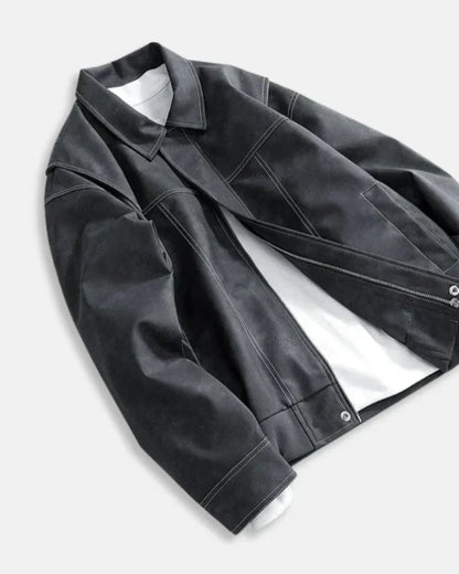 Men's Trendy Leather Jacket for Fall and Winter Everyday Wear
