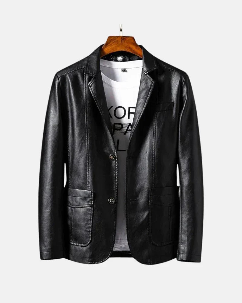 Men's Genuine Leather Motorcycle Jacket for Daily Use Warm Black S