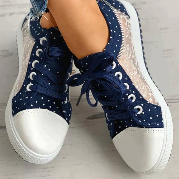 Women's Floral Mesh Lace-Up Casual Comfort Walking Sneakers