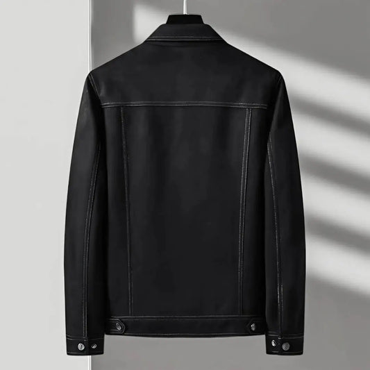 Men's Vintage Button-Front Suede Jacket for Daily Use Warm