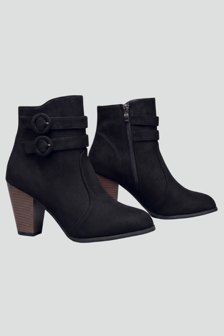 Women's Refined Double Buckle Ankle Cowboy Boots for Daily Use