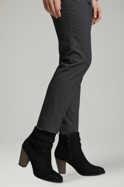 Women's Refined Double Buckle Ankle Cowboy Boots for Daily Use Black