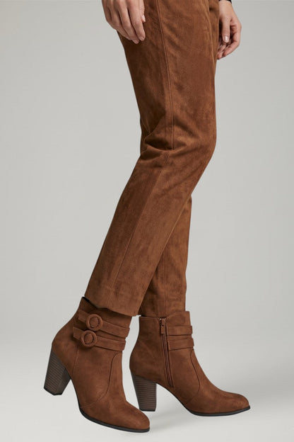Women's Refined Double Buckle Ankle Cowboy Boots for Daily Use Brown