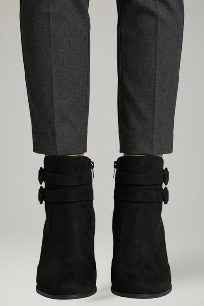 Women's Refined Double Buckle Ankle Cowboy Boots for Daily Use