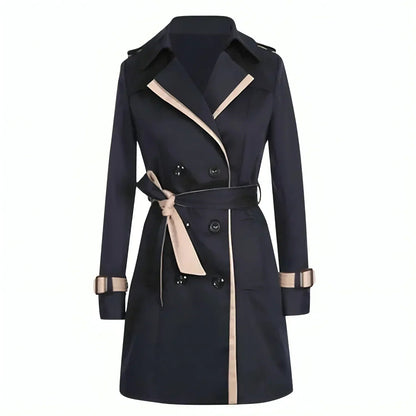 Women's Belted Double-Breasted Trench Coat for Autumn for Daily Use Black
