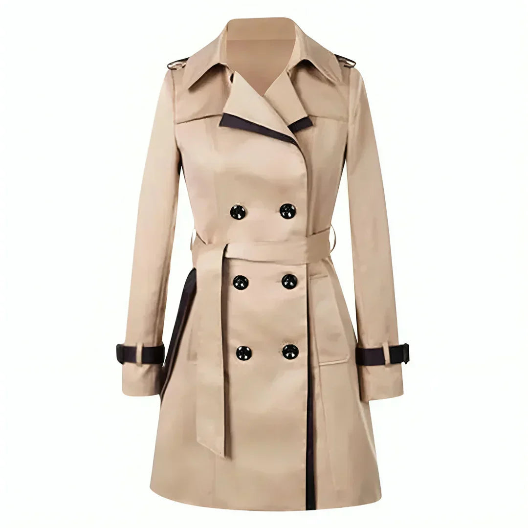Women's Belted Double-Breasted Trench Coat for Autumn for Daily Use Beige