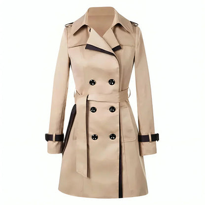 Women's Belted Double-Breasted Trench Coat for Autumn for Daily Use Beige