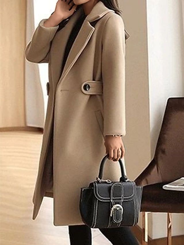Women's Belted Long Coat for Fall and Winter Everyday Wear