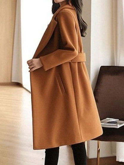 Women's Belted Long Coat for Fall and Winter Everyday Wear