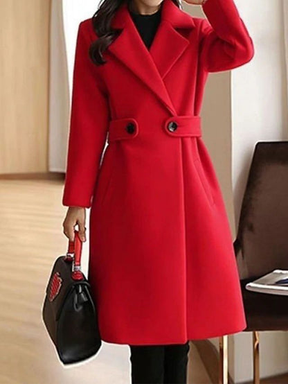 Women's Belted Long Coat for Fall and Winter Everyday Wear