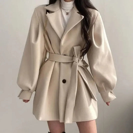 Women's Belted Wrap Mini Coat for Fall and Winter Everyday Wear