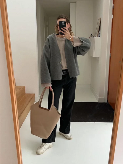 Women's Boxy Oversized Jacket for Fall and Winter Everyday Wear