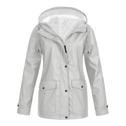 Women's Button Front Hooded Jacket for Fall and Winter Everyday Wear Silver