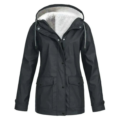 Women's Button Front Hooded Jacket for Fall and Winter Everyday Wear Black