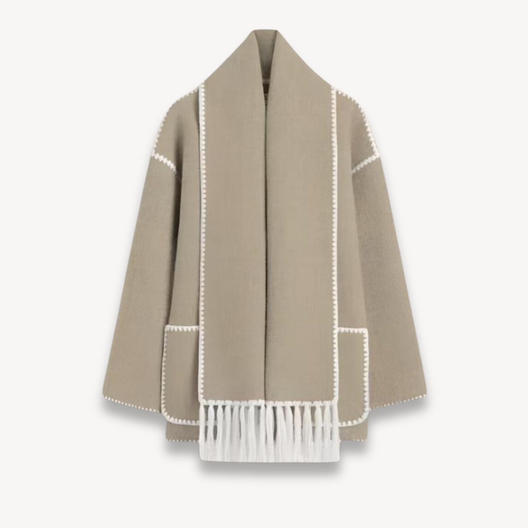 Women's Cape Front Short Jacket for Fall and Winter Everyday Wear Gray