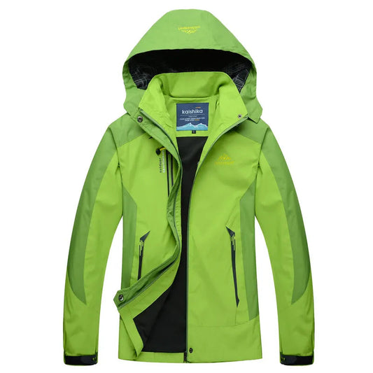 Women's Color Block Hooded Jacket for Fall and Winter Everyday Wear Green