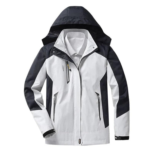 Women's Color Block Hooded Jacket for Fall and Winter Everyday Wear Beige