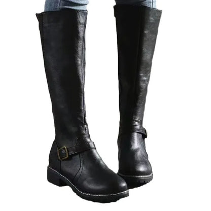 Women's Comfortable Buckle Leather Orthopedic Boots for Daily Use