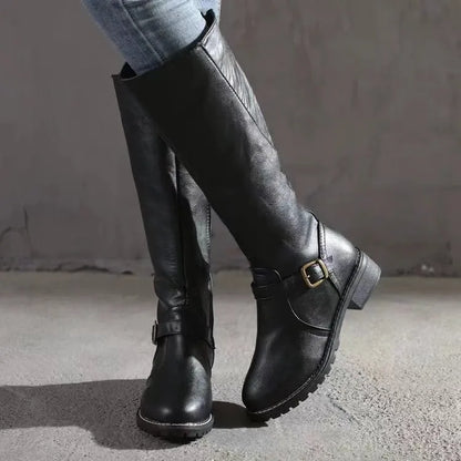 Women's Comfortable Buckle Leather Orthopedic Boots for Daily Use