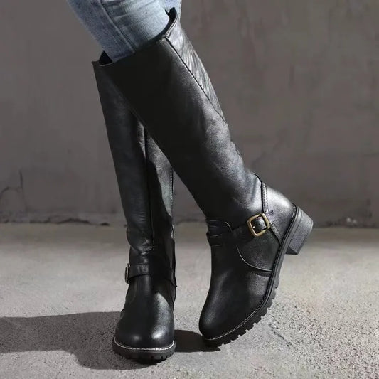 Women's Comfortable Buckle Leather Orthopedic Boots for Daily Use