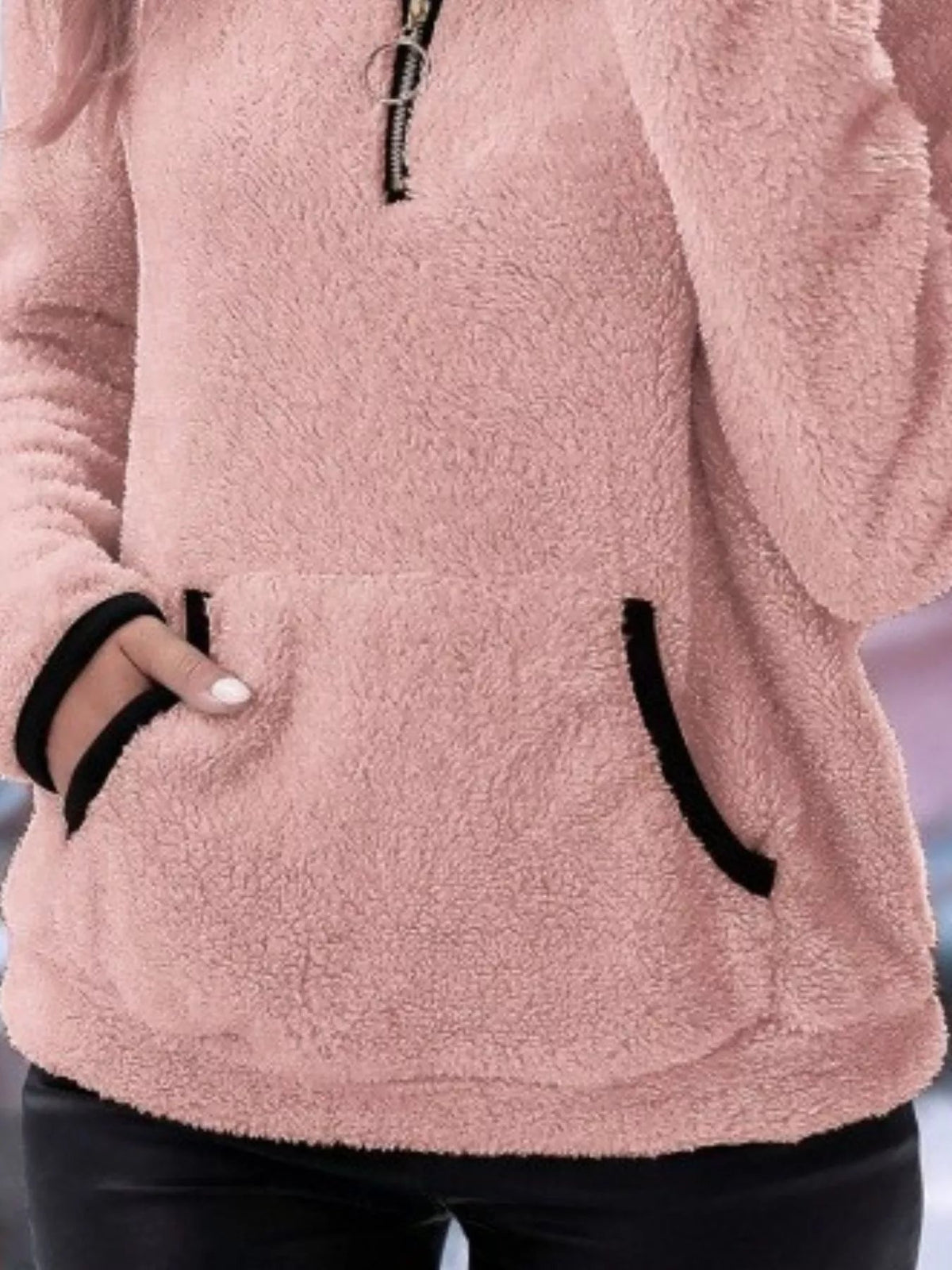 Women's Cozy Half-Zip Fuzzy Sweater for Fall and Winter Everyday Wear