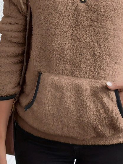 Women's Cozy Half-Zip Fuzzy Sweater for Fall and Winter Everyday Wear