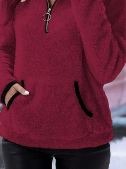 Women's Cozy Half-Zip Fuzzy Sweater for Fall and Winter Everyday Wear