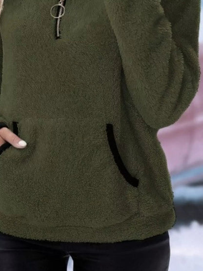 Women's Cozy Half-Zip Fuzzy Sweater for Fall and Winter Everyday Wear