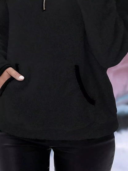 Women's Cozy Half-Zip Fuzzy Sweater for Fall and Winter Everyday Wear