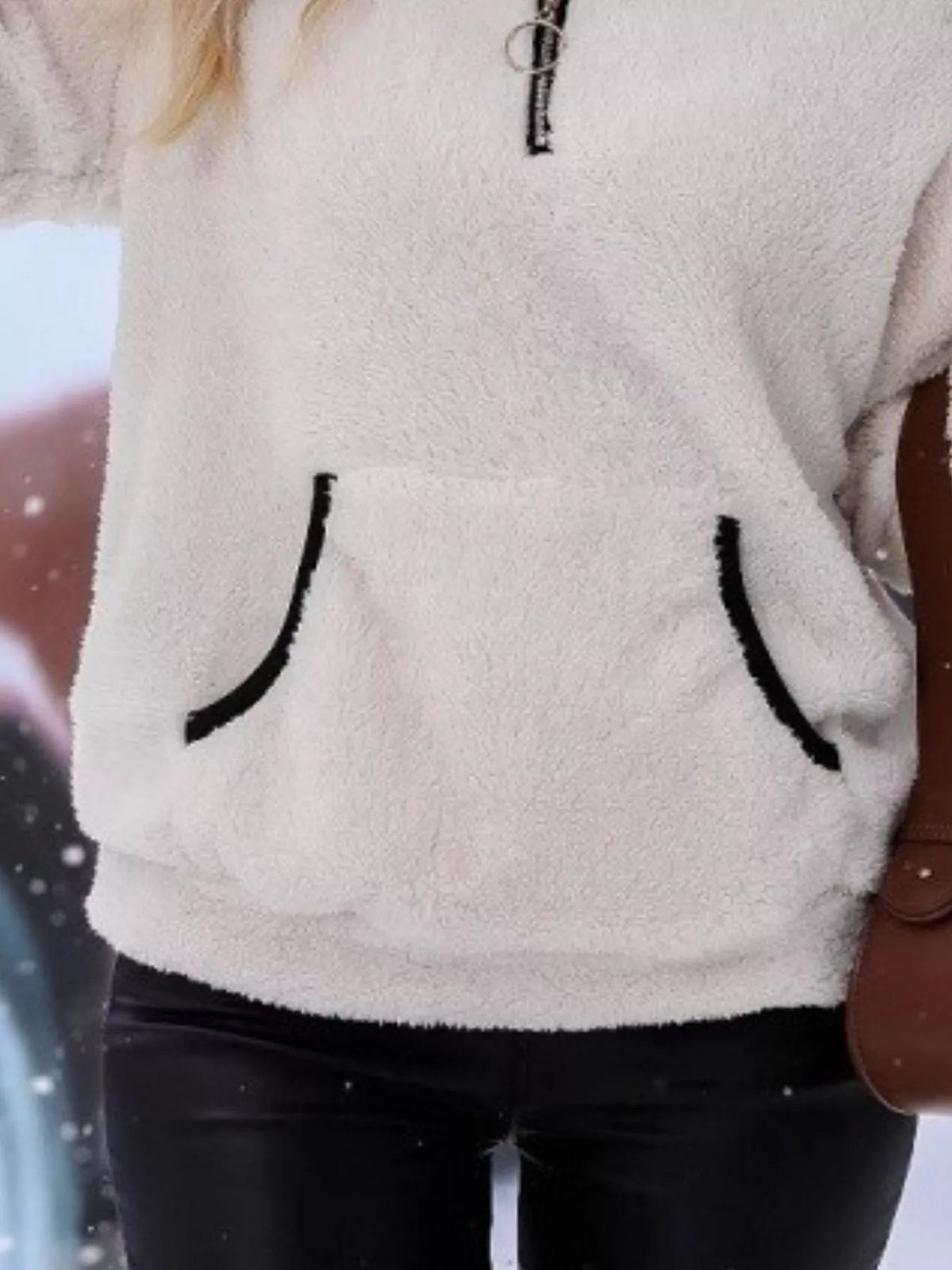 Women's Cozy Half-Zip Fuzzy Sweater for Fall and Winter Everyday Wear