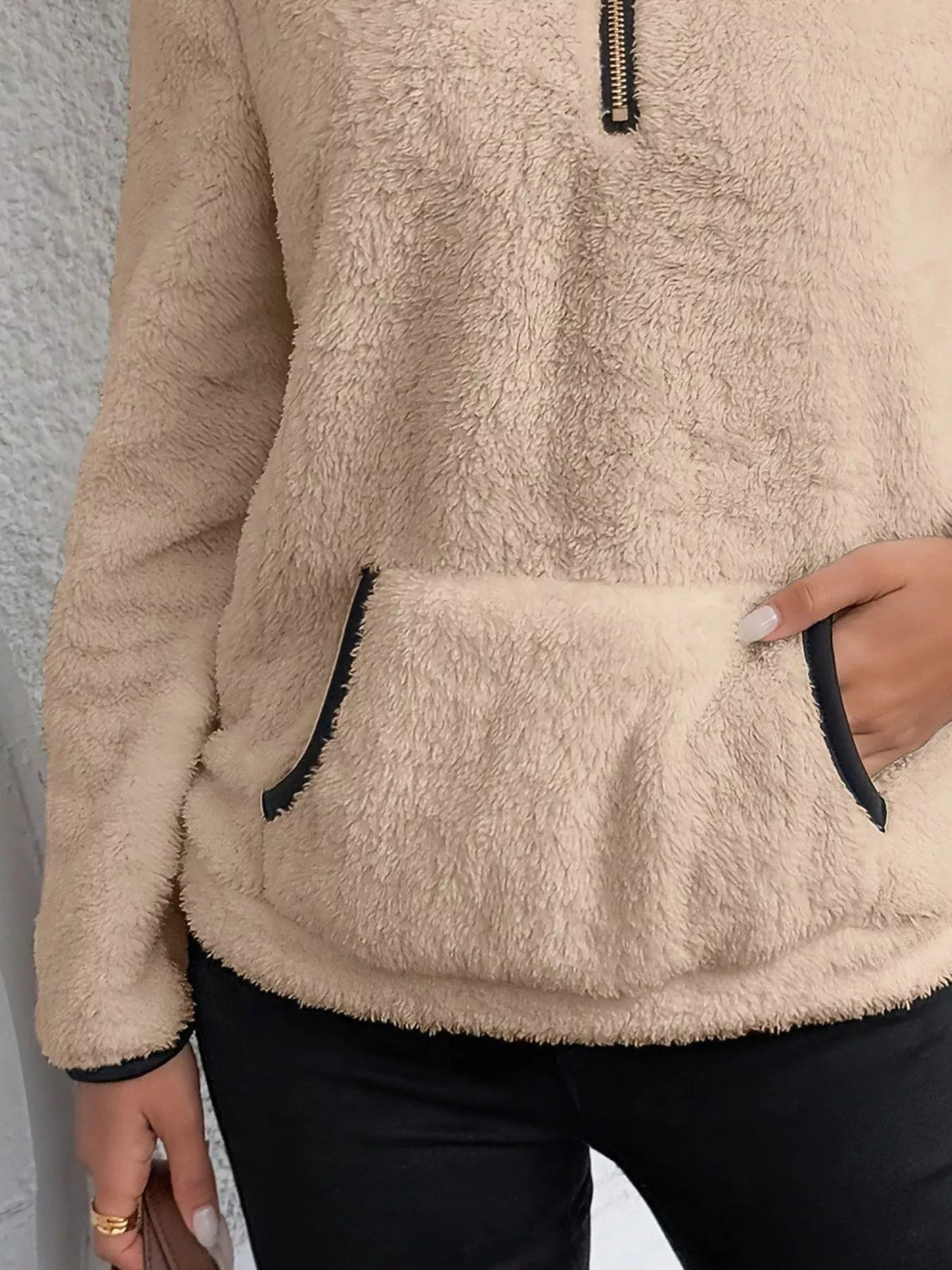 Women's Cozy Half-Zip Fuzzy Sweater for Fall and Winter Everyday Wear