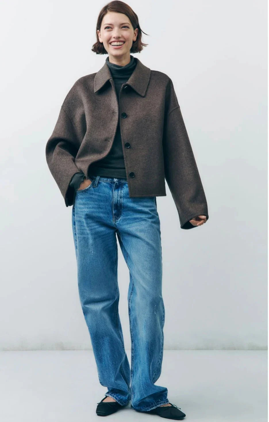 Women's Cropped Casual Jacket for Fall and Winter Everyday Wear