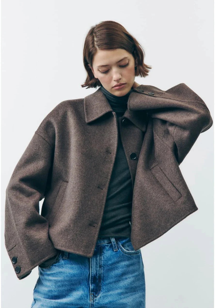 Women's Cropped Casual Jacket for Fall and Winter Everyday Wear