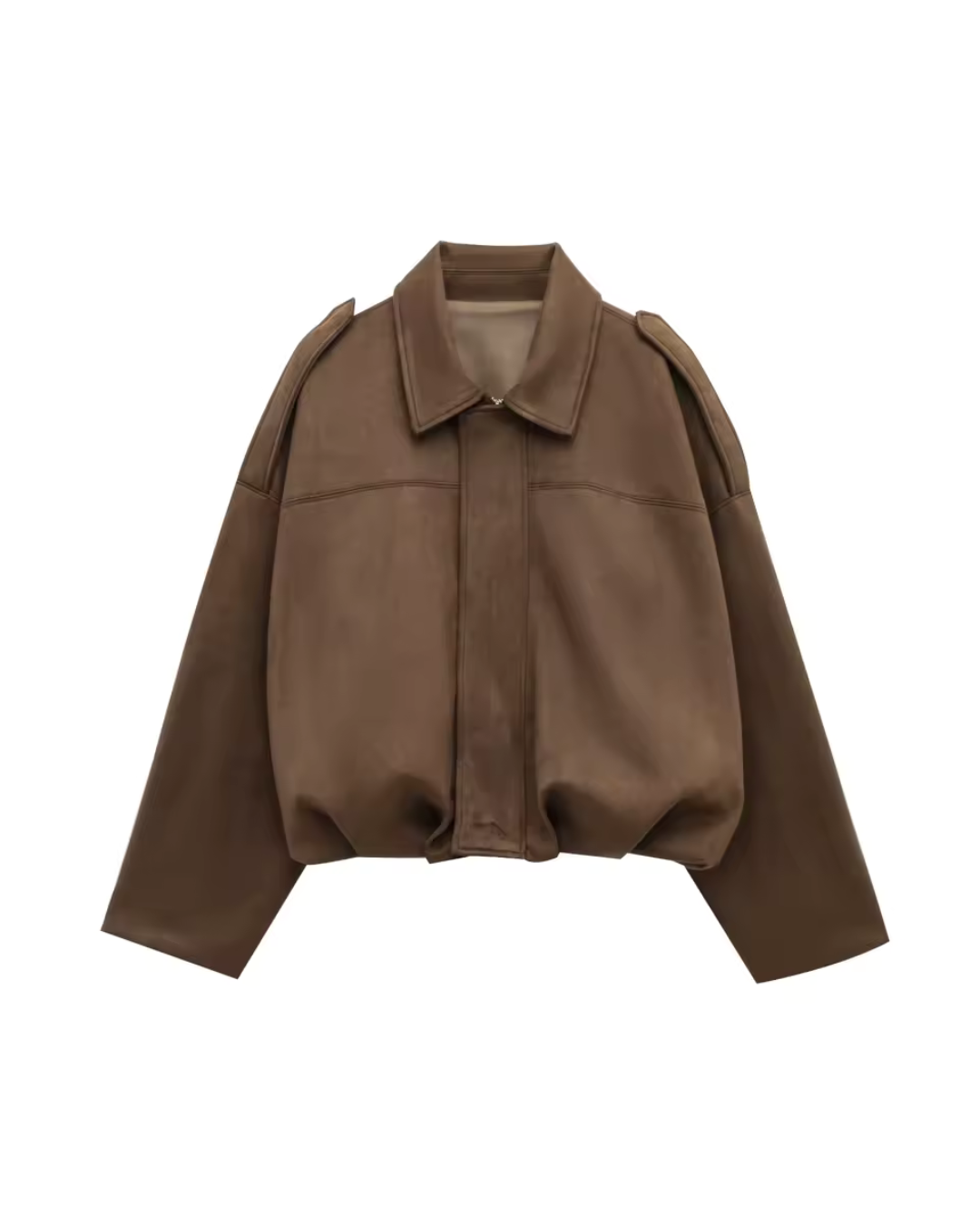 Women's Cropped Oversized Fashion Jacket for Daily Use Warm Brown