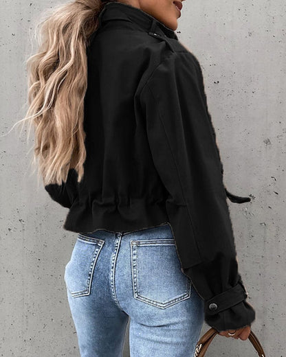 Women's Cropped Utility Jacket for Fall and Winter Everyday Wear