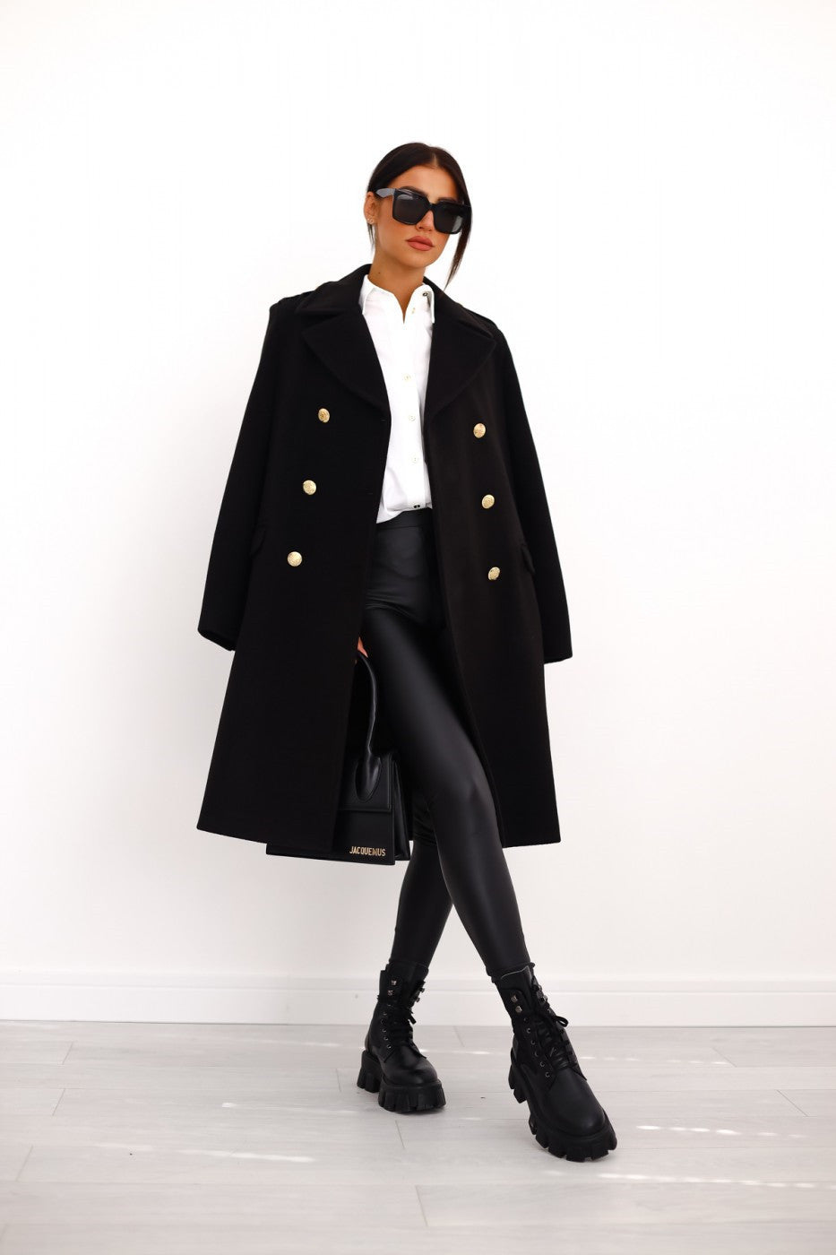 Women's Brown Double-Breasted Long Coat for Fall and Winter