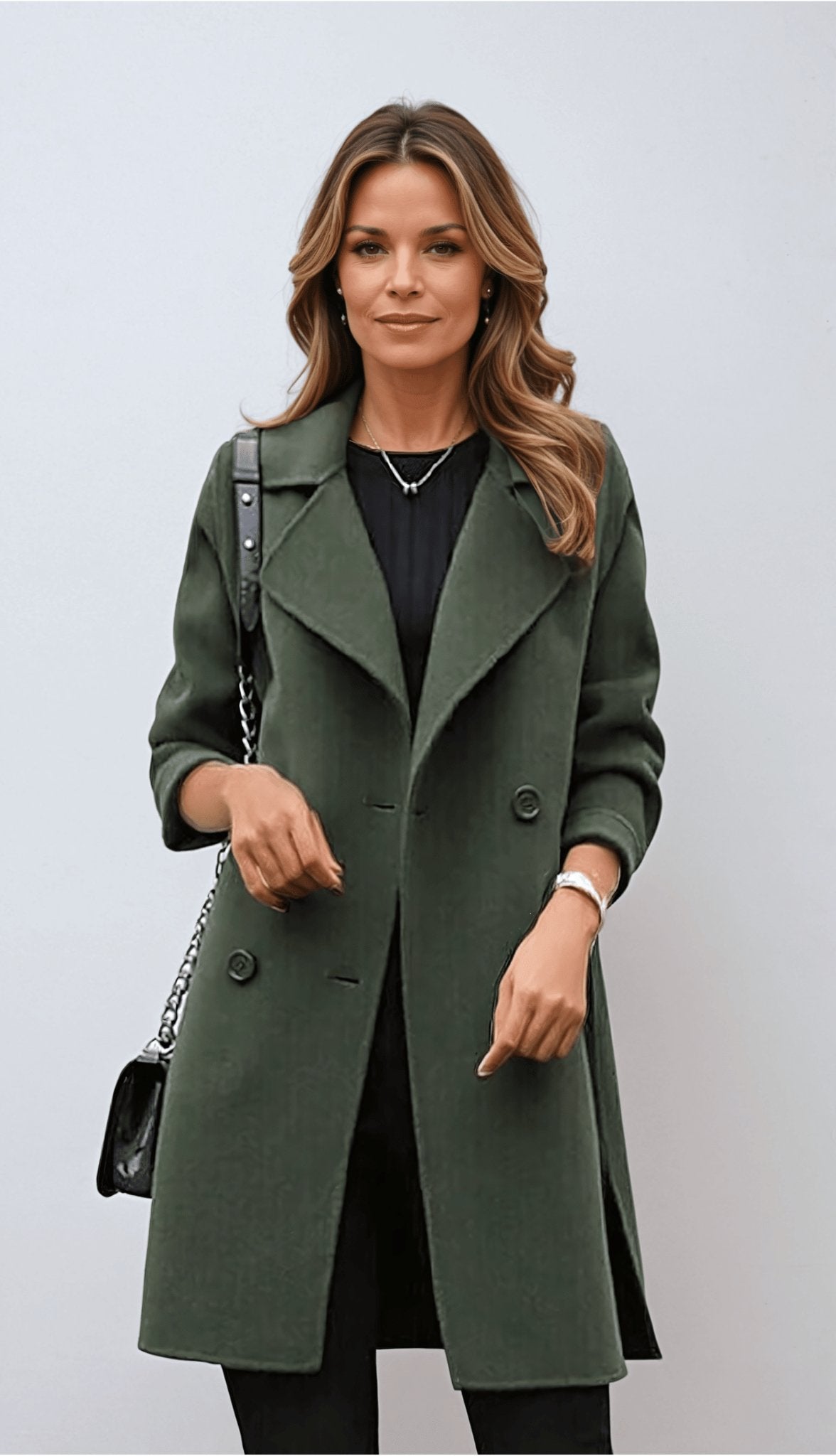 Women's Double Breasted Mid-Length Coat for Daily Use Warm