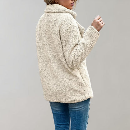 Women's Caramel Double-Breasted Relaxed Fit Jacket for Everyday Wear