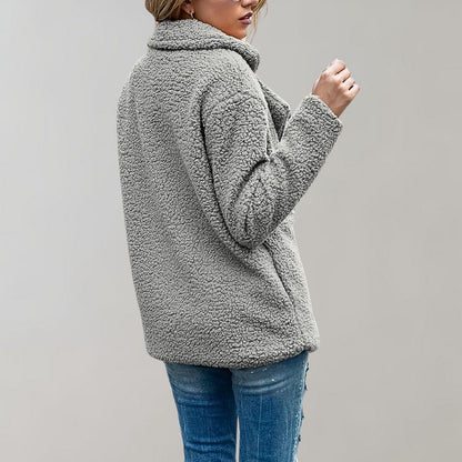 Women's Caramel Double-Breasted Relaxed Fit Jacket for Everyday Wear