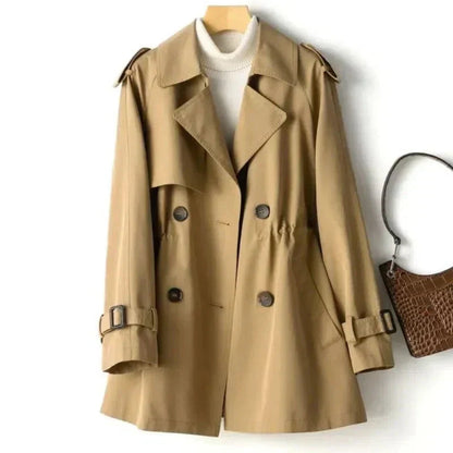 Women's Double-Breasted Trench Coat for Fall and Winter Everyday Wear Brown