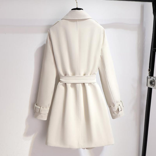 Women's Double-Breasted Trench Coat in Rose Color for Daily Use