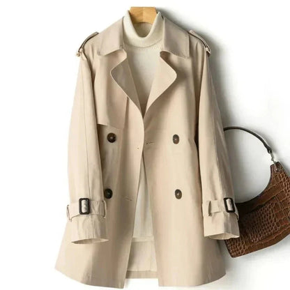 Women's Double-Breasted Trench Coat for Fall and Winter Everyday Wear Khaki
